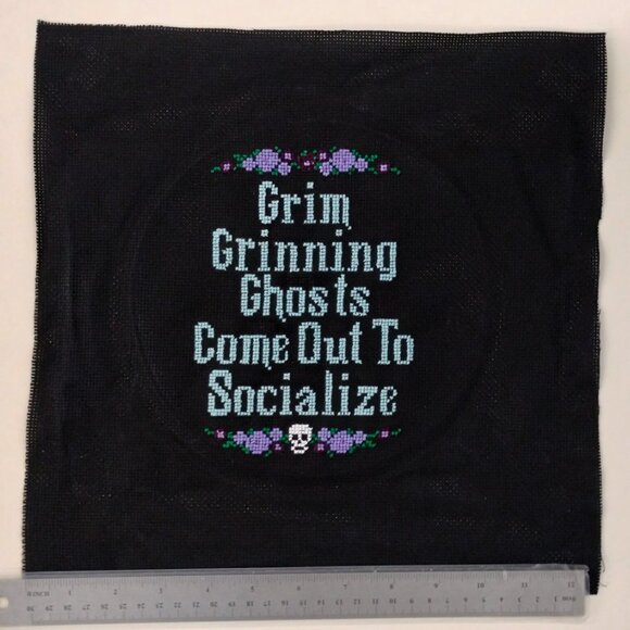 Bleak Smiling Specters (Inspired by a Haunted Mansion)/  Cross Stitch / Complete - Picture 4 of 5